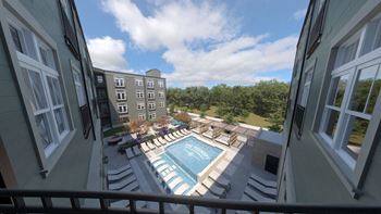 Aerial Pool View at The Foundry, South Bend